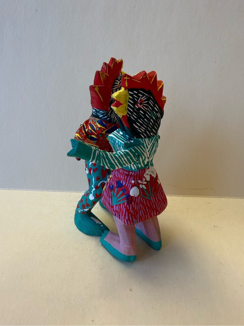 Vintage Oaxacan Mexican Folk Art Dancing Chickens Signed Ventura Fabian